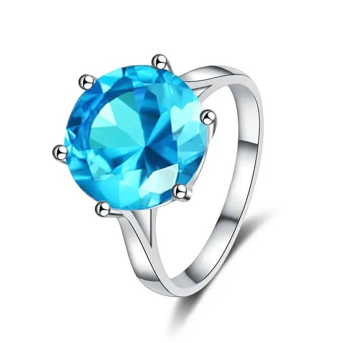 Bijoux pour femmes S925 bagues en argent saphir bleu Zircon bague de mariage ovale