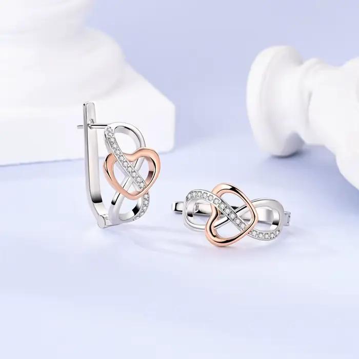 Boucles d'oreilles et bague en argent Sterling 925 originales