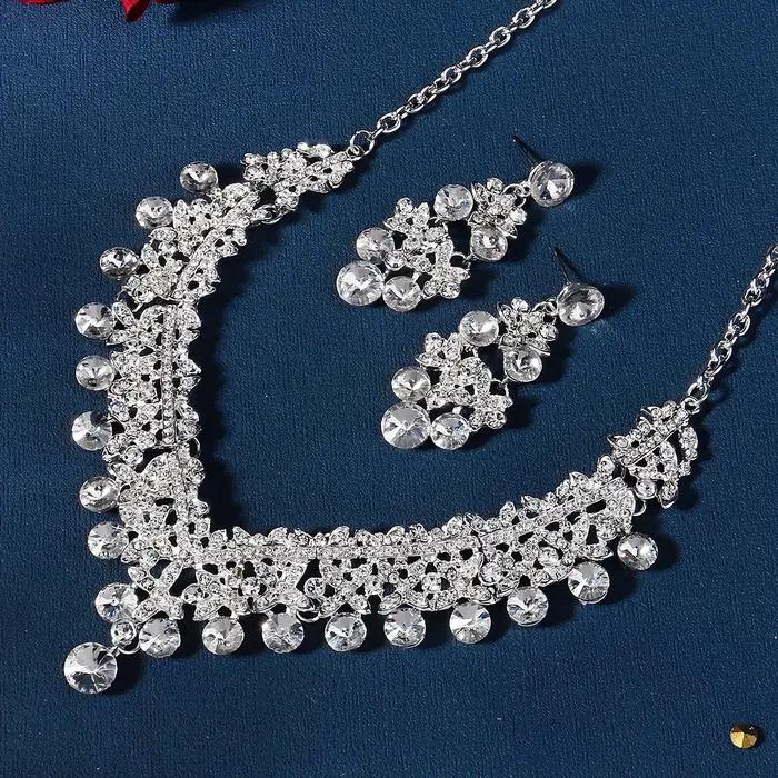 ATA ALLO-Ensemble Collier et Boucles d'Oreilles Classique de Mariage