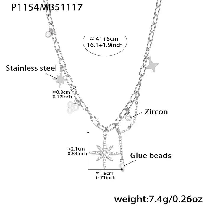 Liora – colliers à breloques étoile en zircone cubique pour femmes, chaîne en acier inoxydable, ras du cou, bijoux de Banquet et de mariage