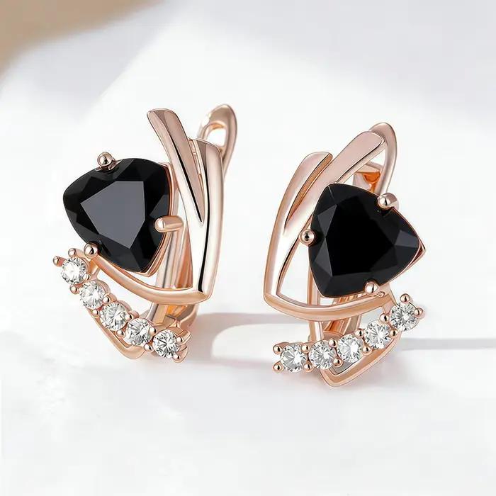 Boucles d'oreilles en pierre noire WBMQDA pour femmes, élégantes et modernes, parfaites pour les occasions spéciales et les cadeaux