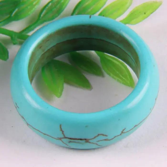 Bague en pierre turquoise bleue, taille 5,7, bijoux à la mode