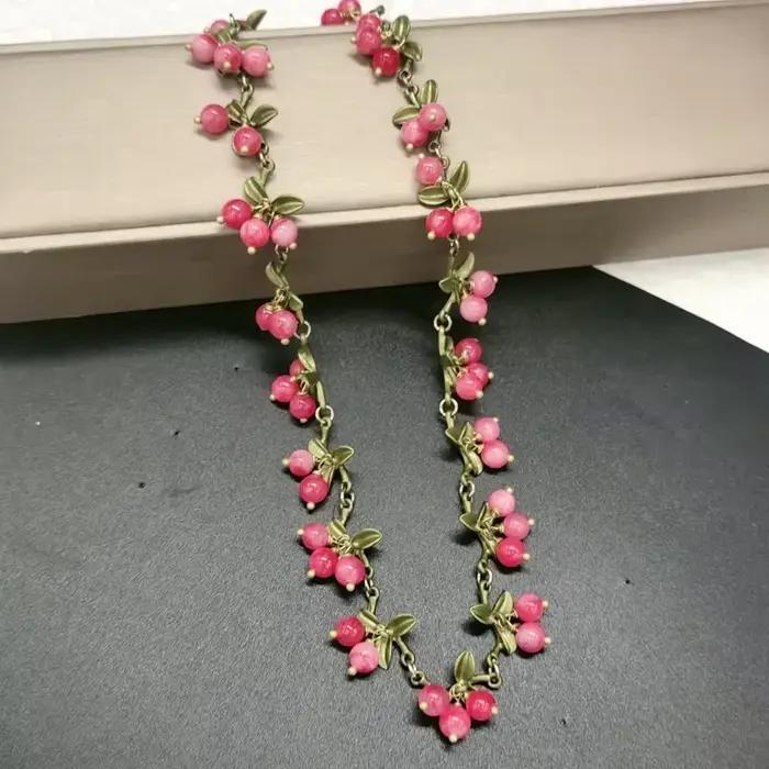Boucles d'oreilles multicolores Mori en pierre de feuille romantique et douce