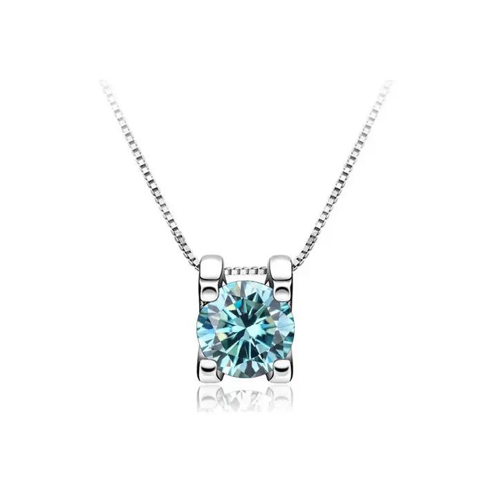 BagueRingen-Collier en argent regardé 925 avec pendentif en véritable moissanite pour femme, bijoux