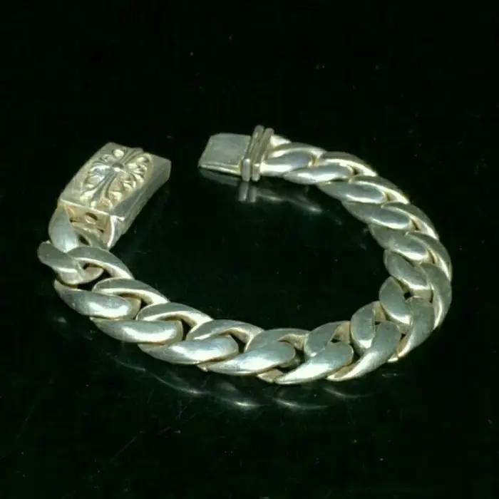 Bracelet en argent tibétain antique de collection, design ethnique fait main, bijou élégant et audac