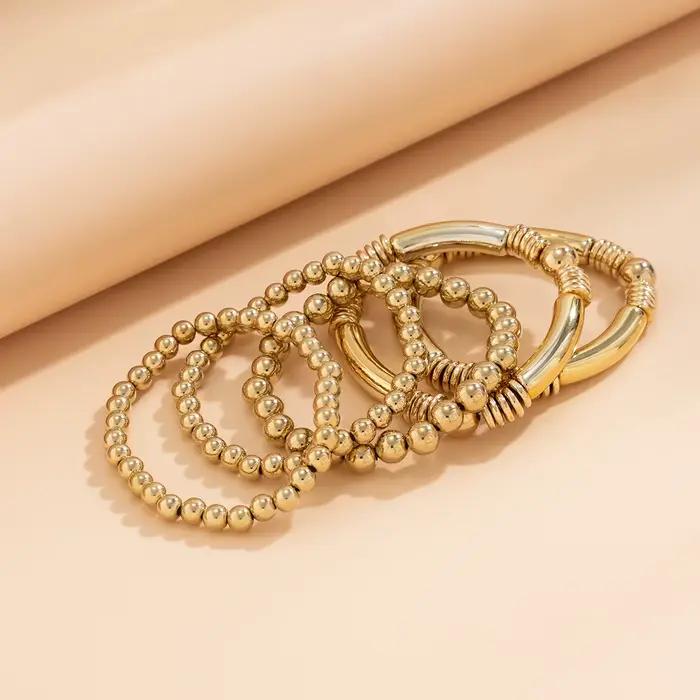 Bracelets Punk exagérés en chaîne à grande boule pour femmes et hommes, Vintage, grosses perles rondes, bracelet élastique Grunge, bijoux de Couple Steampunk pour hommes