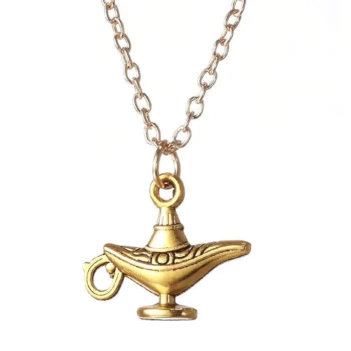 ZRM bijoux mode bricolage conte de fées Aladdin lampe magique pendentif à breloque collier ampoule en métal phare collier pour hommes femmes