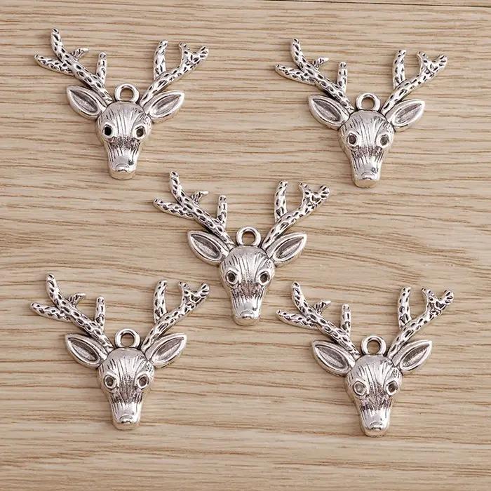 Tusember 8 pièces 31*36mm alliage tête de renne breloques pour bricolage boucles d'oreilles colliers noël cerf pendentifs bijoux à bricoler soi-même faisant des résultats