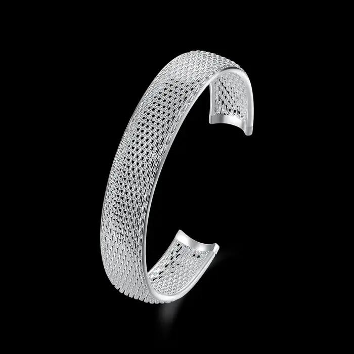 Bracelet ouvert tressé en argent Sterling 925 pour hommes et femmes