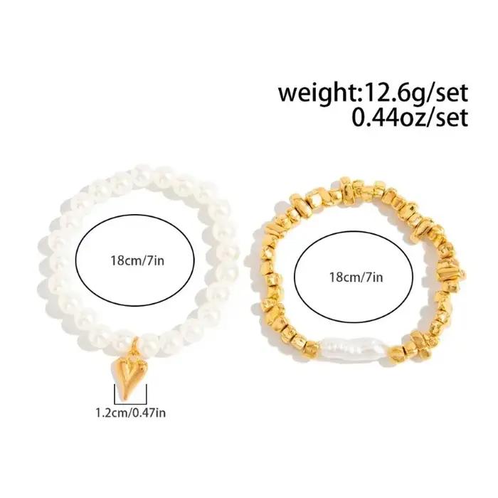 Lot de 2 Bracelets Élégants en Fausse Perle pour Femme