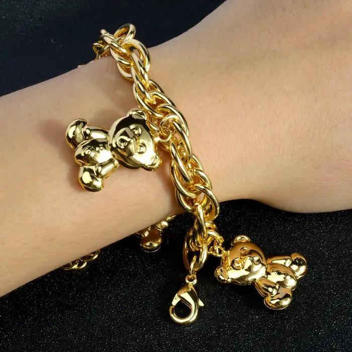Bracelet à breloques en forme d'animaux de compagnie plaqué or pour femmes occasions spéciales fantaisie douceur