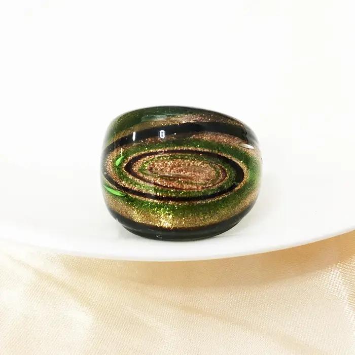 1 pièces 17-19mm Vintage bleu verre au chalumeau anneaux pour femmes bague aléatoire modèle mixte Style chinois bijoux cadeau pas cher Ite
