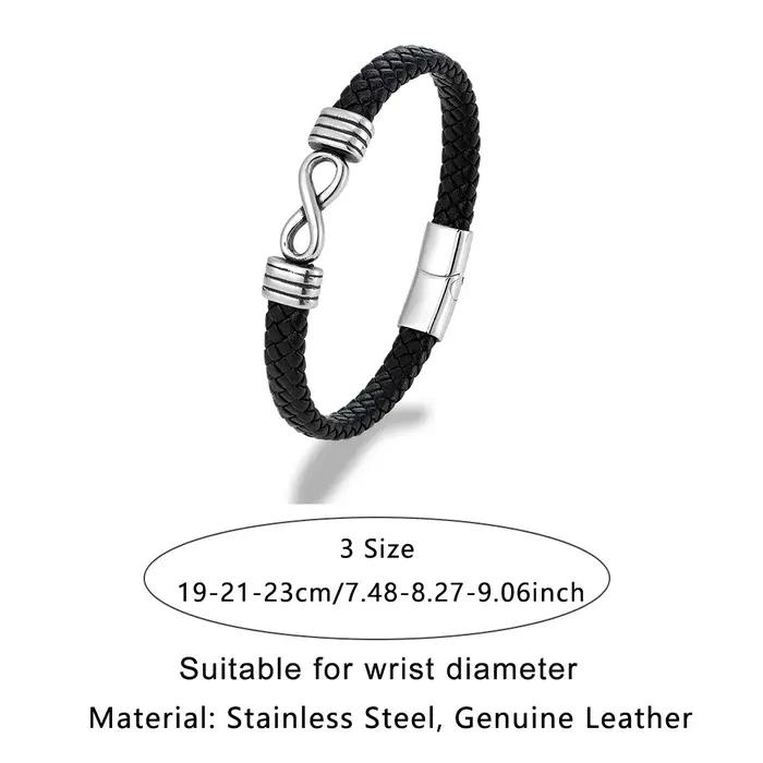 Bracelet à breloques Mobius en cuir véritable pour hommes