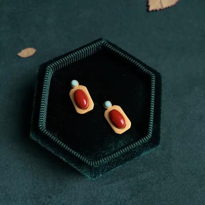 Boucles d'oreilles turquoise incrustées de Tourmaline Rubellite du sud