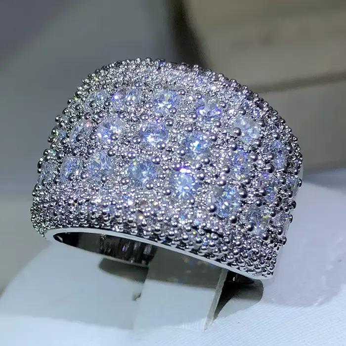 Bague de fiançailles ronde en argent Sterling 925 pour femmes