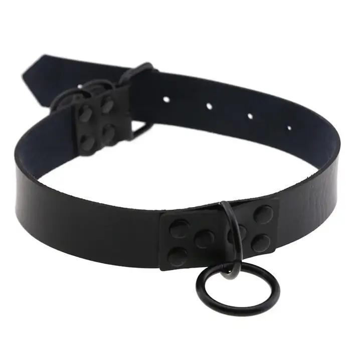 Collier en cuir sexy en forme de O chaîne de clavicule style gothique noir pour femmes occasions spéciales soirée chic concerts underground