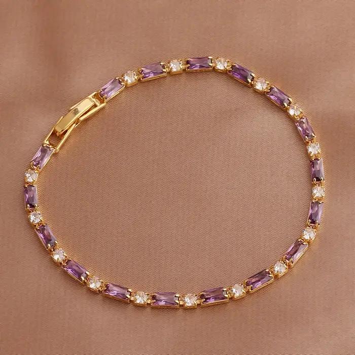 Bracelet de Tennis CZ en Zircon glacé arc-en-ciel pour femmes, extensible et réglable, Hippie, acces