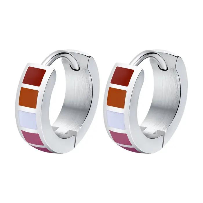 Boucle d'oreille Huggie arc-en-ciel LGBT pour Leibian Gay