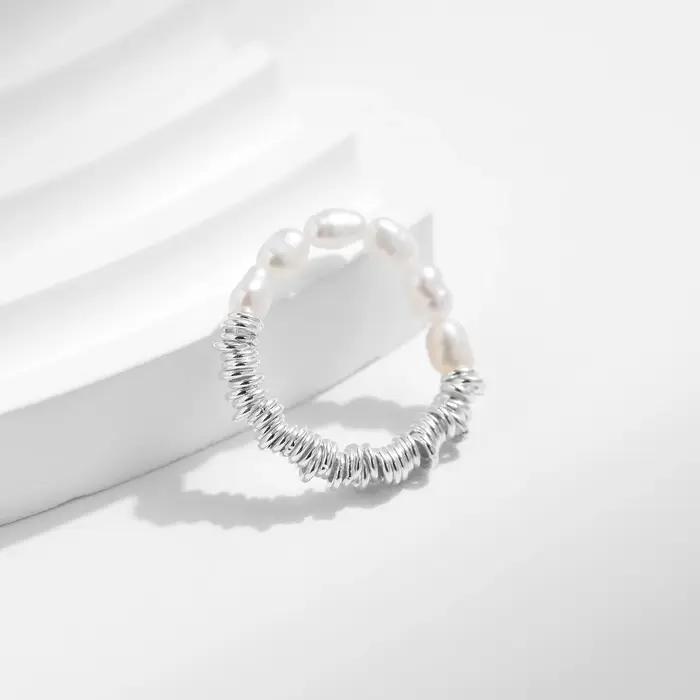 Bague de cocktail en argent sterling 925 perle d'eau douce baroque naturelle redimensionnable pour femme élégante occasion fête