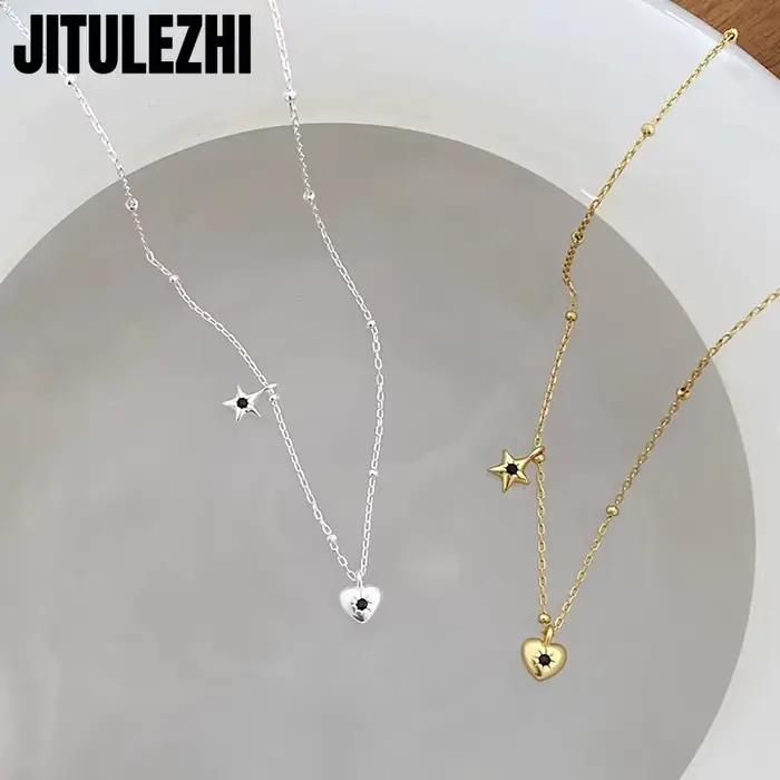 Collier pendentif en argent Sterling 925 avec zirconium blanc et cristal pour femmes bijoux d'amour élégants et simples pour occasions spéciales