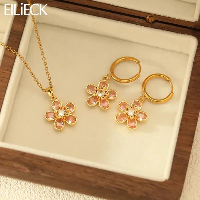 EILIECK Collier et Boucles d'Oreilles de Luxe en Zircon Cubique Brillant