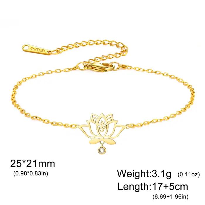 Bracelet porte-bonheur Lucktune Lotus OM en acier inoxydable pour femme
