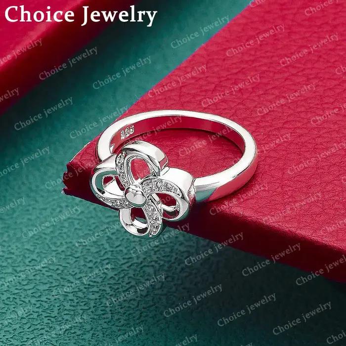 Bague trèfle à quatre feuilles en argent Sterling 925 pour femmes