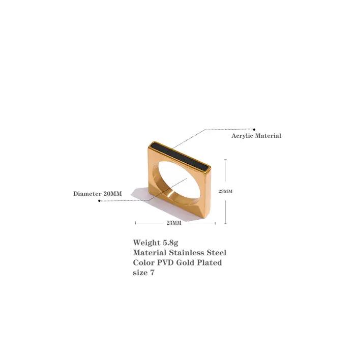 Bague géométrique carrée Yhpup en acier inoxydable plaqué or pour femmes style minimaliste et tempérament occidental occasions soirées et professionnelles