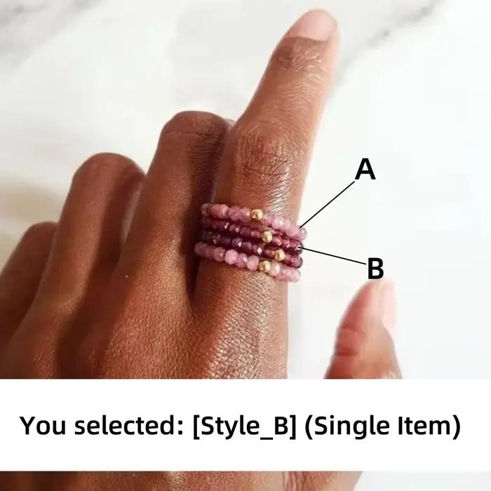 Vlen bague réglable pour femmes naturel rose Tourmaline grenat perles élastique extensible empilable Boho bagues bijoux cadeau