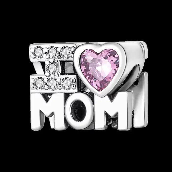 J'aime maman breloques perle 925 en argent Sterling CZ Zircon fête des mères cadeau pendentif ajuste