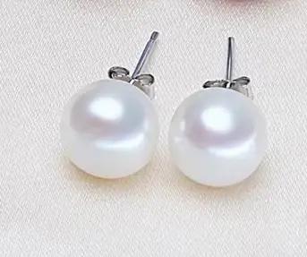 Boucles d'oreilles en perles d'eau douce naturelles blanches véritables pour femme, clous d'oreilles