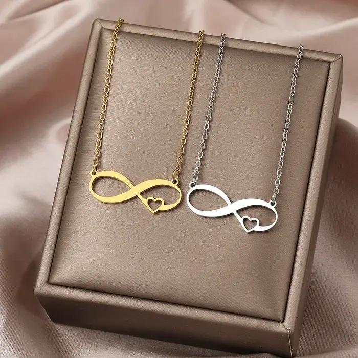 Colliers avec pendentif symboles infinis romantiques pour femmes et filles