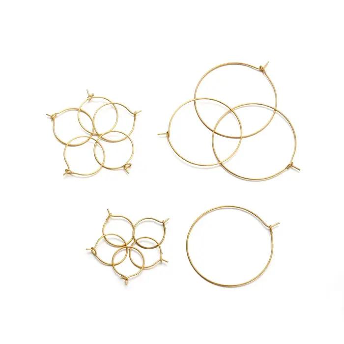 Boucles d'oreilles en fil de grand cercle en acier inoxydable doré
