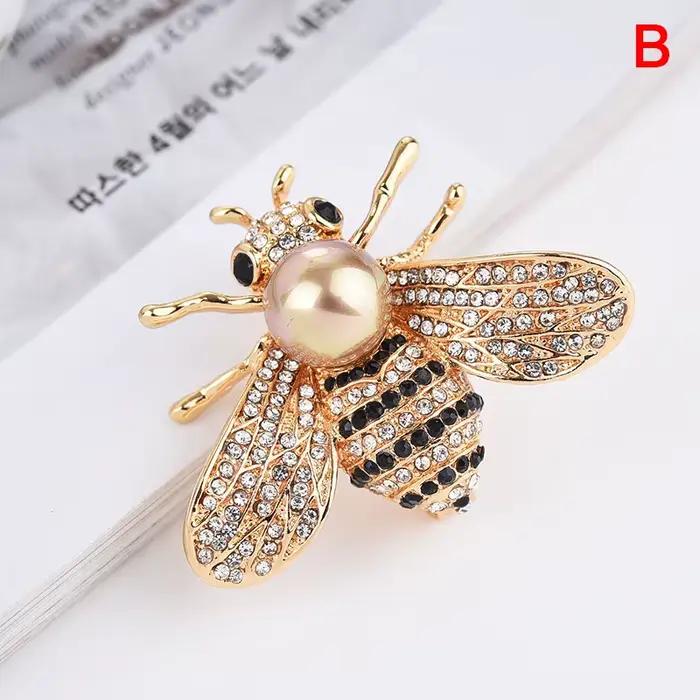 Broche de la série Insectes, délicate broche petite abeille, bijou en strass de cristal