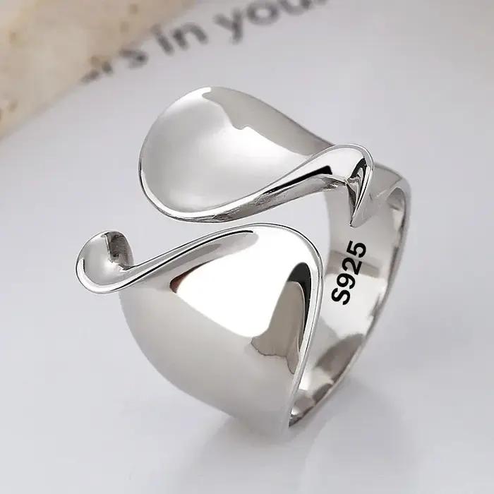 Bagues en argent Sterling 925 pour femmes, Couple minimaliste, fait à la main, Simple et élégant, bi