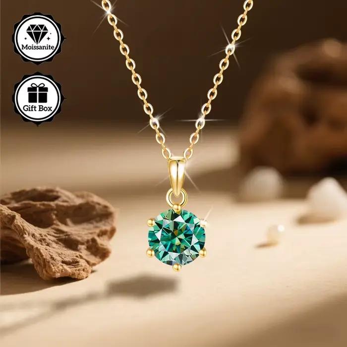LAMVOICE bijoux pour femmes collier moissanite 2 carats