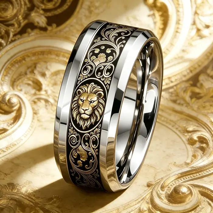Bague Tête de Lion Majestueuse Style Baroque Vintage