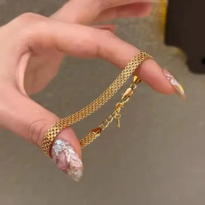 Bracelets en acier inoxydable plaqué or 18 carats pour femmes
