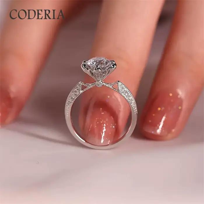 Bague de mariage Moissanite pour femme, 1 carat, couleur D, diamant taillé, argent regardé 925, plaqué or blanc 18 carats, Prague