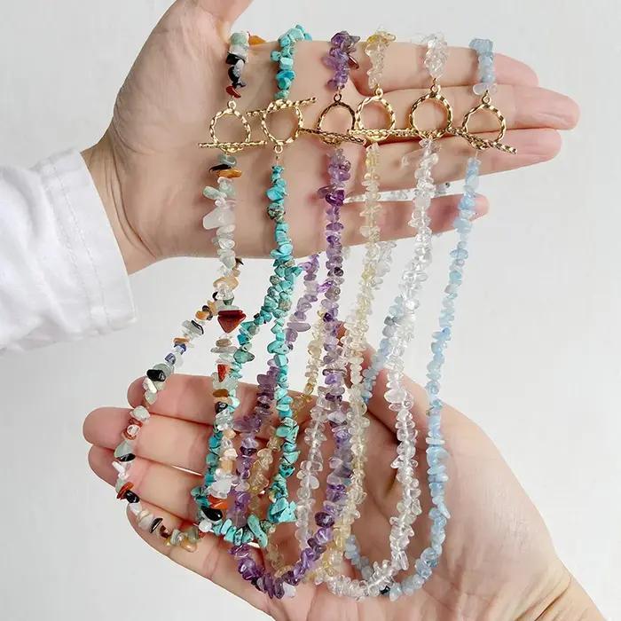 Collier en aigue-marine bleue pierre naturelle avec pendentif paix pour femmes et filles occasions spéciales