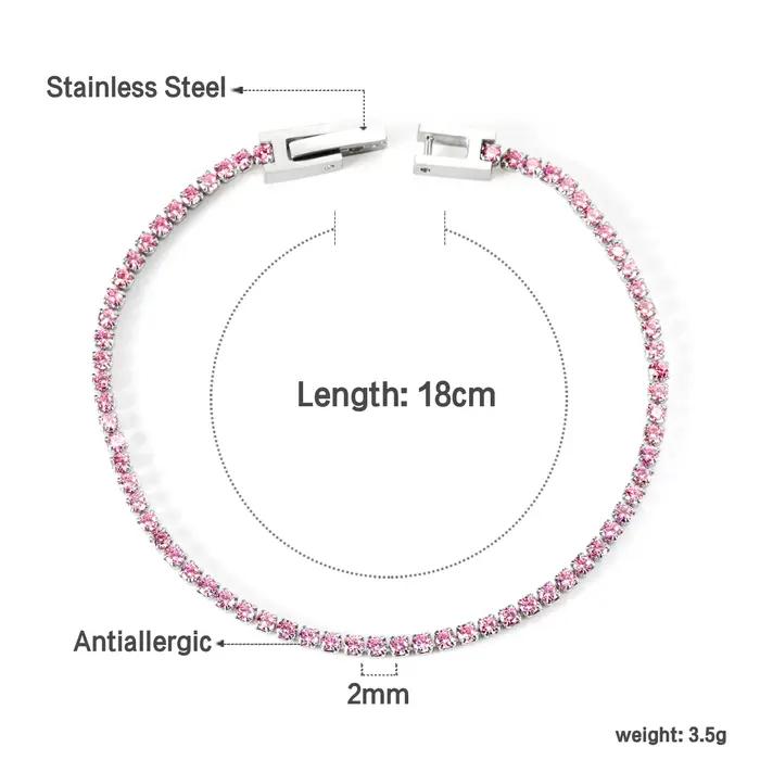 Bracelets de luxe en acier inoxydable pour femmes, plein de strass, cristal scintillant, Tennis, bijoux à la mode