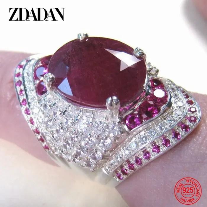 ZDADAN – bague en argent Sterling 925 avec rubis pour femmes