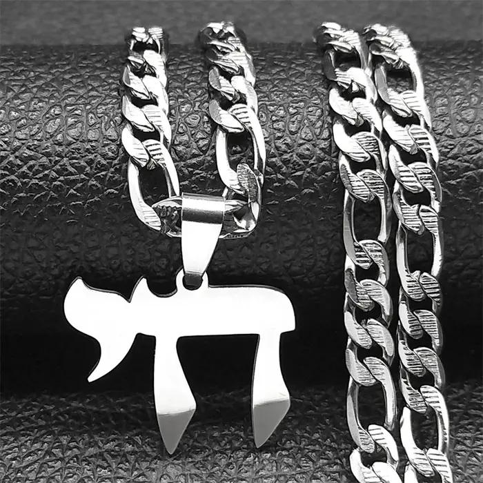 Pendentif Hai Chai en acier inoxydable collier avec symbole religieux pour femmes hommes occasions spéciales