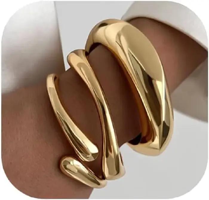 Bracelets en or épais pour femmes ensemble de grands