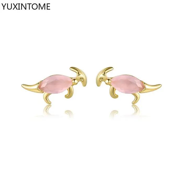 Boucles d'oreilles dinosaures en argent sterling 925 serties de zirconium blanc minimalistes et colorées pour femmes occasions spéciales