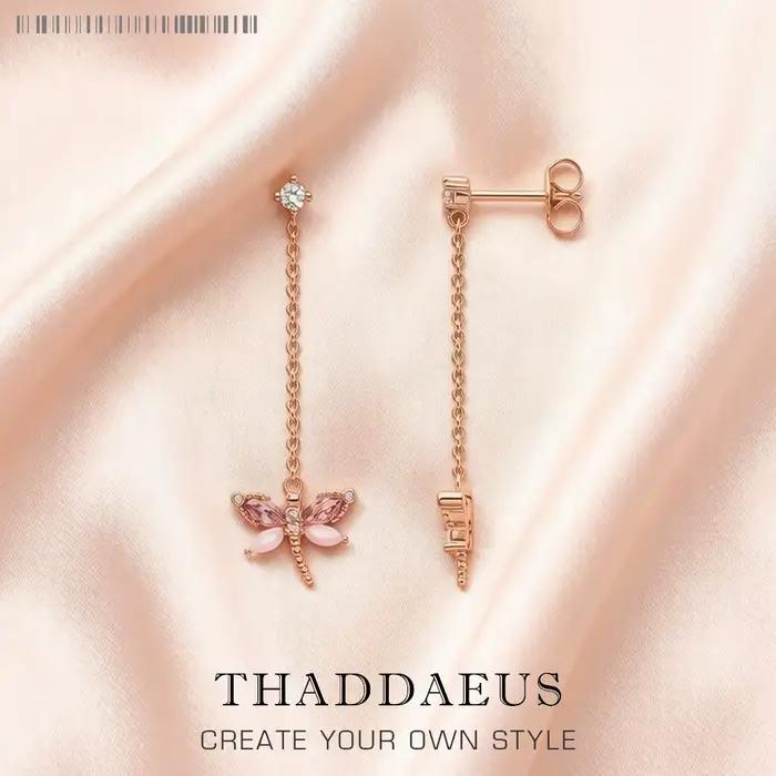 Libellule avec pierres boucles d'oreilles en or Rose, bijoux fins européens pour femmes, tout nouveau cadeau mignon en argent Sterling 925