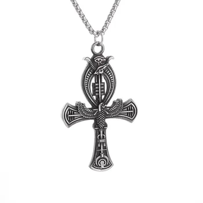 Vintage égyptien clé de vie Ankh croix pendentif Horus Patronus collier hommes mode pharaon amulette bijoux