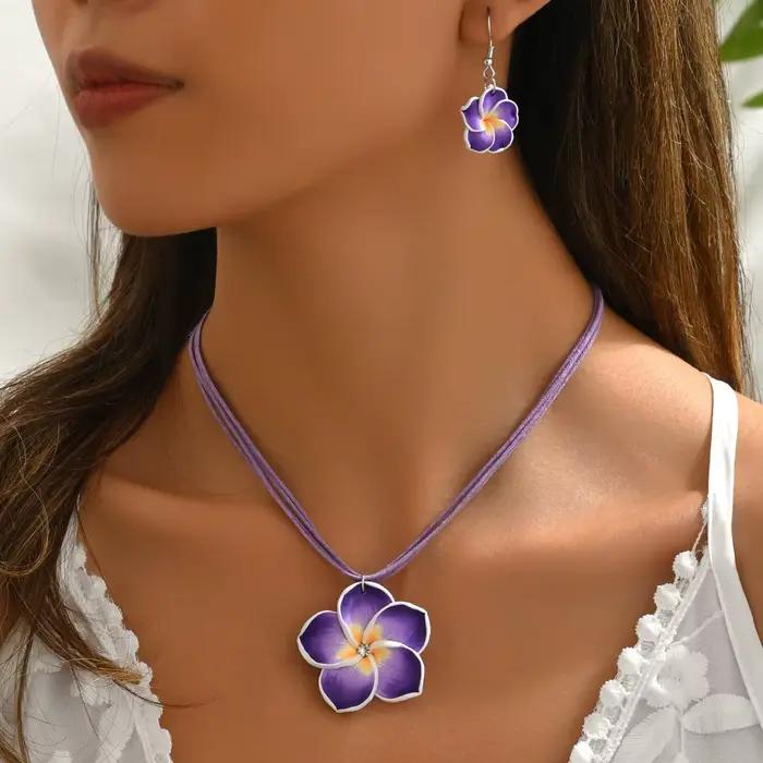 Ensemble de bijoux bohème tressé à grande fleur pour femmes