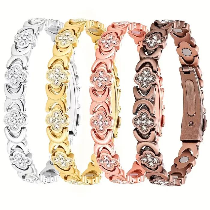 Bracelet magnétique porte-bonheur pour femmes ; Bracelet en cuivre réglable ; Idéal pour offrir des cadeaux de bijoux récents aux amoureux, aux mères et aux sœurs