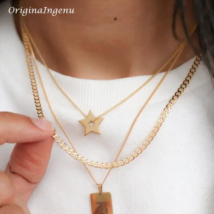 Collier chaîne gourmette rempli d'or 14K